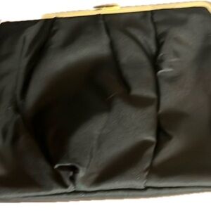 Women’s Small Black Fabric Clutch With Snap shut Closure